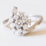 Vintage Gänseblümchenring aus 14 Karat Weißgold mit Diamanten (ca. 0.65 ctw), 70er Jahre