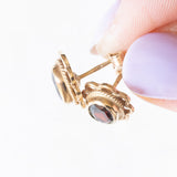 Vintage 9K Gelbgold Granat Ohrringe, 50er/60er Jahre