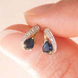 Vintage-Ohrringe aus 9-karätigem Gelb- und Weißgold mit Saphiren (ca. 0.36 ctw) und Diamanten, 70er Jahre