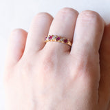 Vintage 18 Karat Gelbgold Ring mit Rubinen und Diamanten, 70er Jahre