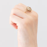 Gänseblümchen-Ring, umgewandelt aus einem antiken Ohrring aus 18 Karat Gelbgold mit Diamanten im Rosenschliff