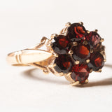 Vintage 9K Gelbgold Granat Gänseblümchen Ring, 90er Jahre