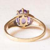 Vintage-Ring aus 9-karätigem Gelbgold und Weißgold mit Amethyst (ca. 1 Karat) und Diamanten, 60er/70er Jahre