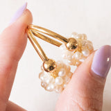 Vintage-Creolen aus 18-karätigem Gelbgold mit weißen Perlen, 70er/80er Jahre