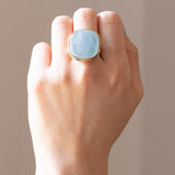 Vintage Ring in 9K Gelbgold mit Aquamarin (ca. 21.80ct), 60er/70er Jahre