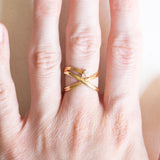 Vintage-Ring aus 18-karätigem Gelbgold mit Diamanten im Brillantschliff (ca. 0.06 ctw), 70er/80er Jahre