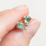 Vintage-Ohrringe mit Lichtpunkten aus 10-karätigem Gelbgold mit Aquamarinen