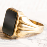 Vintage 8K Gelbgold Heliotrop (Blutstein) Siegelring, 50er/60er Jahre