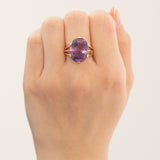 Vintage-Cocktailring aus 18 Karat Gelbgold mit Amethyst (ca. 12 Karat), 60er Jahre