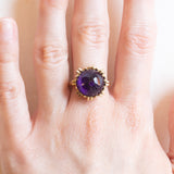 Vintage 14K Gelbgold Amethyst Ring im Cabochonschliff, 60er/70er Jahre