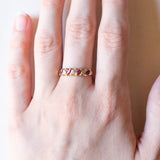 Vintage 18 Karat Gelbgold Ring mit Rubinen und Diamanten, 70er Jahre