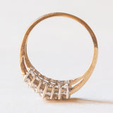 Vintage-Ring aus 9-karätigem Gelb- und Weißgold mit Diamanten im Brillantschliff (ca. 0.21 ctw), 70er/80er Jahre