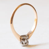 Antiker Solitär aus 14-karätigem Gelbgold und Silber im Old-Mine-Schliff (ca. 0.30 ct), 10er Jahre