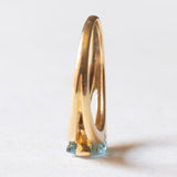 Vintage-Ring aus 18-karätigem Gelbgold mit blauem Topas im Prinzessschliff, 70er Jahre