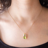 Vintage-Anhänger aus 14 Karat Gelbgold und Weißgold mit Peridot (ca. 2.75 ctw) und Diamant, 70er/80er Jahre