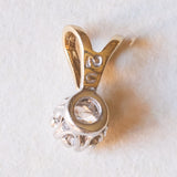 Vintage-Lichtpunkt-Anhänger aus 9 Karat Gelb- und Weißgold mit Diamant im Brillantschliff (ca. 0.15 ct), 70er/80er Jahre