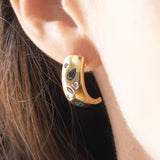 Boucles d'oreilles vintage en or 14 carats avec diamants, rubis, émeraudes et saphirs, années 70/80