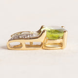 Vintage-Anhänger aus 14 Karat Gelbgold und Weißgold mit Peridot (ca. 2.75 ctw) und Diamant, 70er/80er Jahre