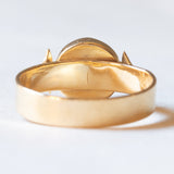 Ägyptischer Vintage-Ring aus 18 Karat Gelbgold mit orangefarbenen Korallen und Papyrusblättern, 80er Jahre