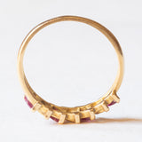 Vintage 18 Karat Gelbgold Ring mit Rubinen und Diamanten, 70er Jahre