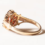 Vintage 9K Gelbgold Granat Gänseblümchen Ring, 90er Jahre