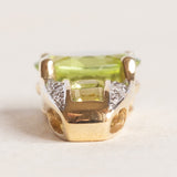 Vintage-Anhänger aus 14 Karat Gelbgold und Weißgold mit Peridot (ca. 2.75 ctw) und Diamant, 70er/80er Jahre
