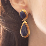 Vintage-Tropfenohrringe aus 18 Karat Gelbgold mit Lapislazuli, 60er Jahre