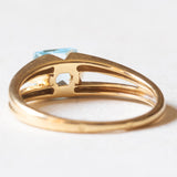 Vintage-Ring aus 18-karätigem Gelbgold mit blauem Topas im Prinzessschliff, 70er Jahre