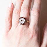 Vintage Gänseblümchenring aus 8 Karat Gelbgold mit Granaten und Bergkristall, 60er Jahre