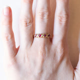 Vintage 18 Karat Gelbgold Ring mit Rubinen und Diamanten, 70er Jahre