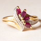 Vintage-Ring aus 18 Karat Gelbgold und Weißgold mit synthetischem Rubin und Diamant, 60er/70er Jahre