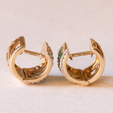 Vintage Creolen aus 9 Karat Gelb- und Weißgold mit Peridot und Diamanten, 70er Jahre