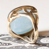 Vintage Ring in 9K Gelbgold mit Aquamarin (ca. 21.80ct), 60er/70er Jahre