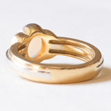 Vintage-Ring aus 18-karätigem Gelb- und Weißgold mit Opal (ca. 0.90 ct) und Diamanten im Brillantschliff (ca. 0.06 ctw), 70er Jahre