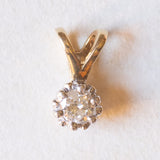 Vintage-Lichtpunkt-Anhänger aus 9 Karat Gelb- und Weißgold mit Diamant im Brillantschliff (ca. 0.15 ct), 70er/80er Jahre