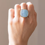 Vintage Ring in 9K Gelbgold mit Aquamarin (ca. 21.80ct), 60er/70er Jahre