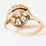 Gänseblümchen-Ring, umgewandelt aus einem antiken Ohrring aus 18 Karat Gelbgold mit Diamanten im Rosenschliff