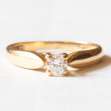 Solitaire vintage en or jaune 18 carats avec diamant taille brillant (env. 0.20 ct), années 60/70