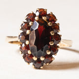 Vintage 18 Karat Gelbgold-Granat-Gänseblümchen-Ring, 60er Jahre