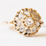 Gänseblümchen-Ring, umgewandelt aus einem antiken Ohrring aus 18 Karat Gelbgold mit Diamanten im Rosenschliff