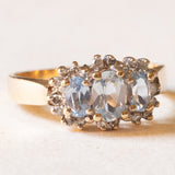 Vintage 10K Yellow & White Gold Synthetic Blue Spinel (approx. 1ctw) & Diamond Ring, 70s/80s