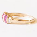 Vintage-Ring aus 9-karätigem Gelb- und Weißgold mit synthetischen Rubinen (ca. 0.80 ctw) und Diamanten, 70er/80er Jahre