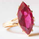 Vintage 14K yellow gold ring with synthetic ruby ​​(approx. 4.40ct), 70s