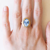 Vintage-Ring aus 18-karätigem Gelbgold mit Achat-Kamee, 50er/60er Jahre