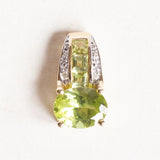 Vintage-Anhänger aus 14 Karat Gelbgold und Weißgold mit Peridot (ca. 2.75 ctw) und Diamant, 70er/80er Jahre
