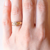 Vintage-Ring aus 14-karätigem Gelb- und Weißgold mit Diamanten im Brillantschliff (ca. 0.30 ctw), 60er Jahre