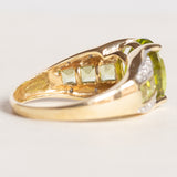 Vintage-Ring aus 14-karätigem Gelbgold und Weißgold mit Peridot (ca. 3.20 ctw) und Diamant, 70er/80er Jahre