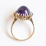 Vintage 14K Gelbgold Amethyst Ring im Cabochonschliff, 60er/70er Jahre