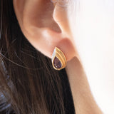 Vintage 14K Gelb- und Weißgold-Tropfenohrringe mit Amethyst und Diamant, 60er/70er Jahre