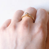 Vintage-Diamantring aus 18-karätigem Gelb- und Weißgold (ca. 0.10 Karat), 40er/50er Jahre